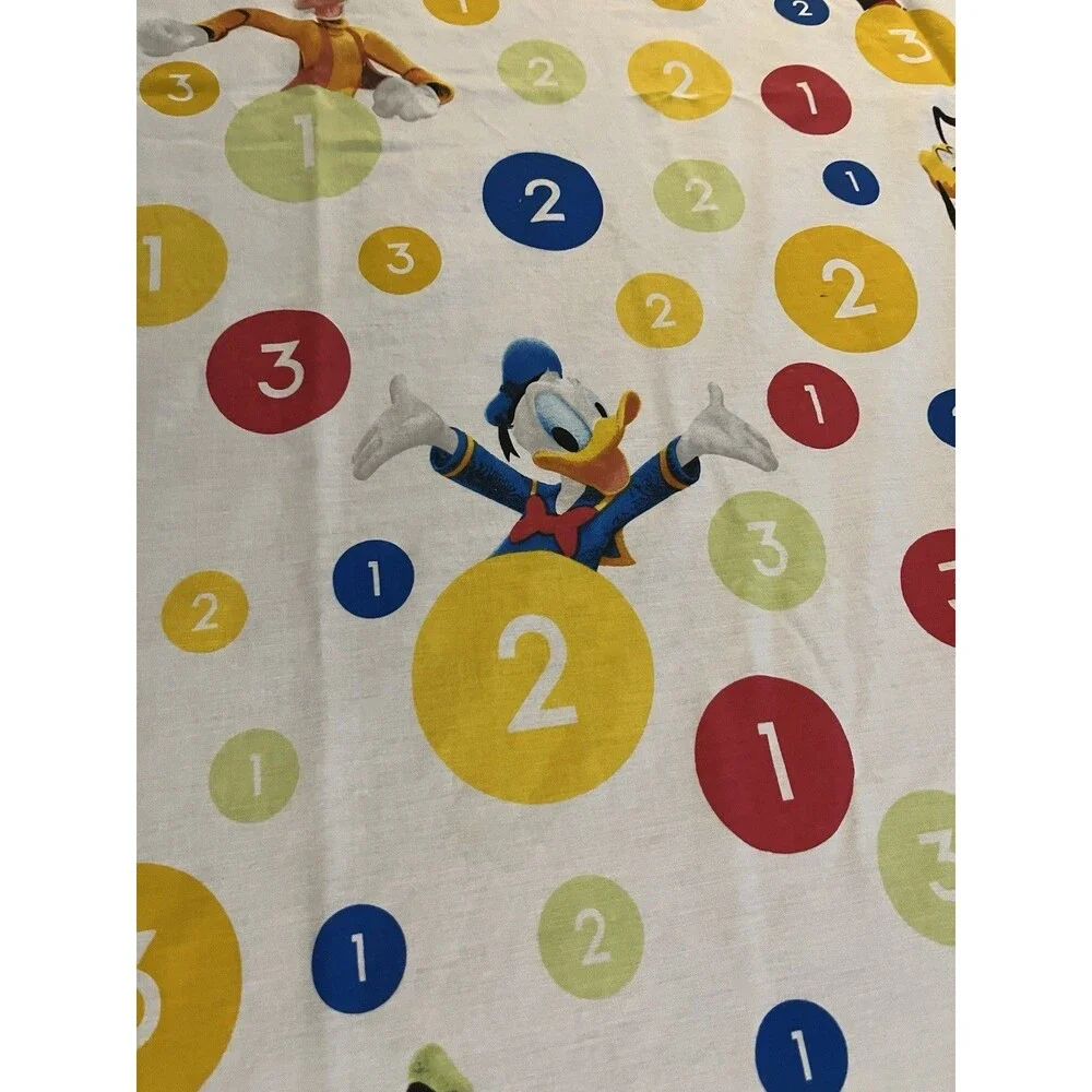 Disney Characters Twin Flat Sheet Mickey Mouse & Friends Counting Numbers Y2K